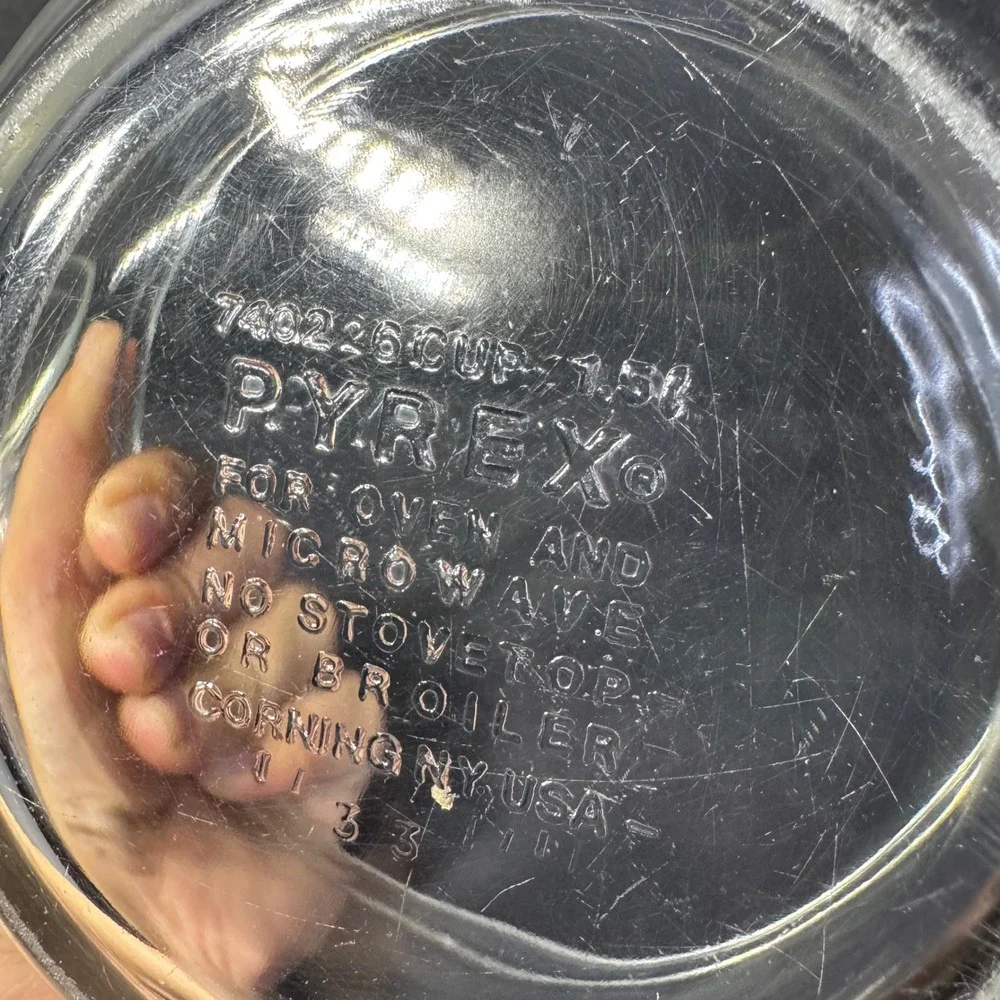 Pyrex 7402 Clear Glass Mixing Bowls Set of 2 1.5 Quart‎ 6 Cup Round Made in USA